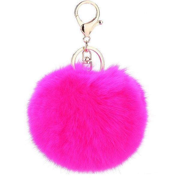 200 pcs festa favor a pele de coelho chaveiros bola 7cm pompom telefone celular carro keychain pingente bolsa de ouro / prata metal charme chaveiro dhl