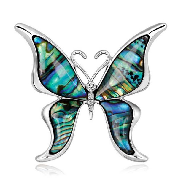 

pins, brooches fyjs unique silver plated abalone shell butterfly shape brooch temperament jewelry, Gray