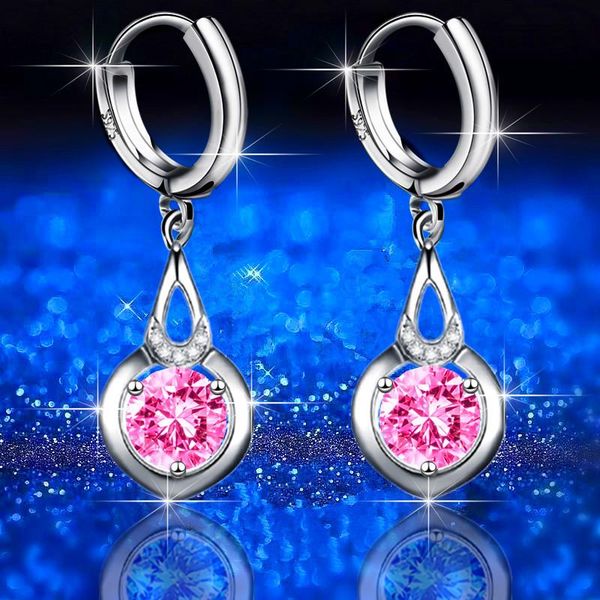 

hoop & huggie kofsac 925 sterling silver geometric large zircon earrings multi-color fashion temperament elegant gorgeous earring jewelry, Golden;silver