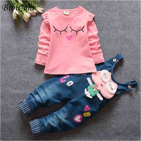 

born baby clothing set spring autumn infant girls fashion tracksuit denim overall pants toddle kids denim clothes 210806, White