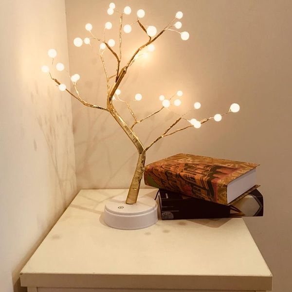 

night lights 36/108 leds pearl firefly copper wire lamp tree string light bedroom home decor usb touch sensor christmas card