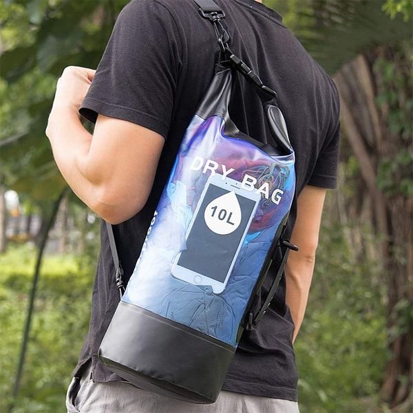 

the transparent pvc waterproof bag outdoor drifting beach storage backpack