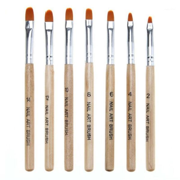 

7pcs wooden nail art french acrylic uv gel tips extension builder brush pen painting drawing potherapy tools manicure kits1