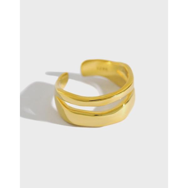 

cluster rings 3umeter korean the s925 pure silver ring irregular double-opening women's hundred engagement, Golden;silver