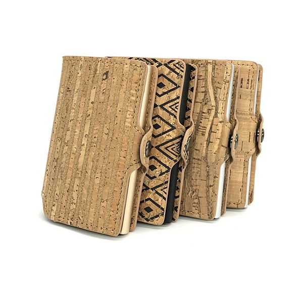 

men casekey vegan cork purse rfid blocking smart wallets, Red;black