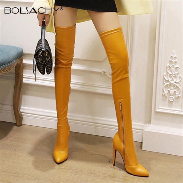 

boots stiletto 11.5cm high heels over the knee women thigh ladies autumn fetish party long shoes cuissarde, Black