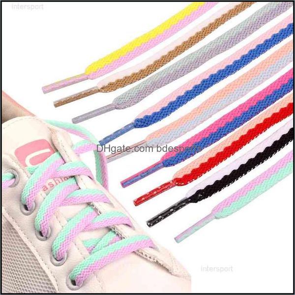 Parti di scarpe Accessori Scarpe 120 cm Colore caramella Lacci Sportivi Moda Casual Tela Lacci in poliestere Corde piatte Consegna a goccia