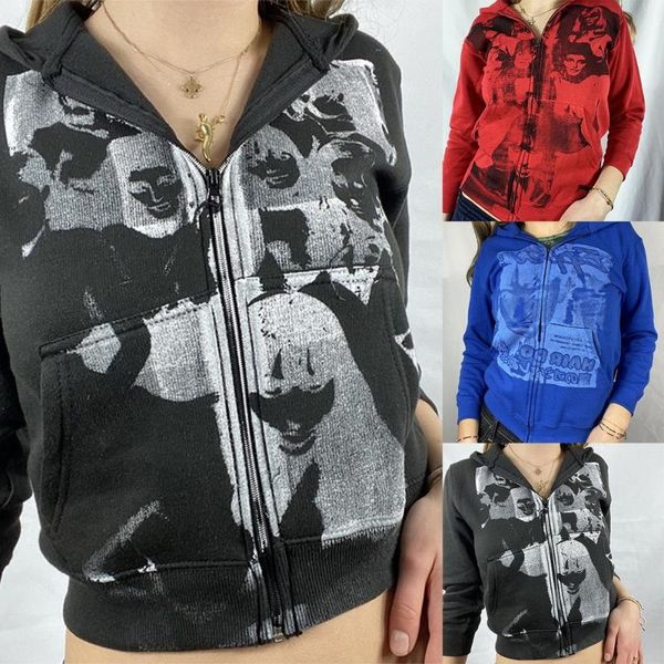 

women's hoodies & sweatshirts 2021 sweatshirt women gothic harajuku long sleeve zipper female spring autumn y2k aesthetic hip hop stree, Black