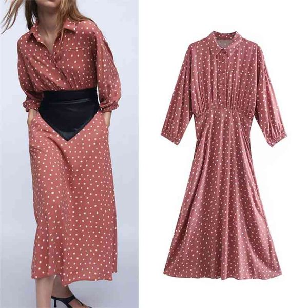 

polka dot shirt dress woman lapel collar long sleeves midi women back elastic waistband fashion casual es 210519, Black;gray