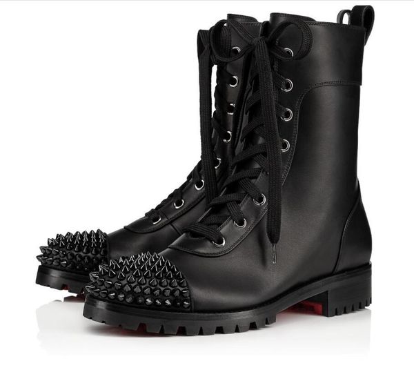 

winter fashion designer boots ts croc spikes women boot round toe ankle boots lady booty party dress combat booties eu35-43, Black