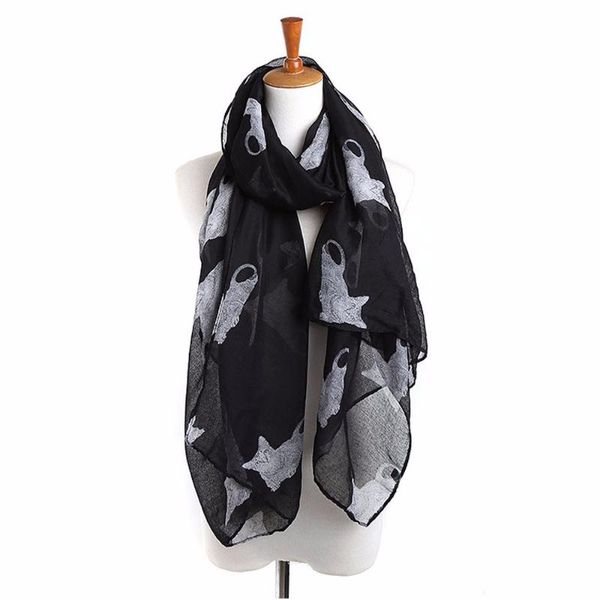 

scarves & wraps fashion scarf women ladies lovely cat print long warm wrap shawl super quality foulard, Red;brown