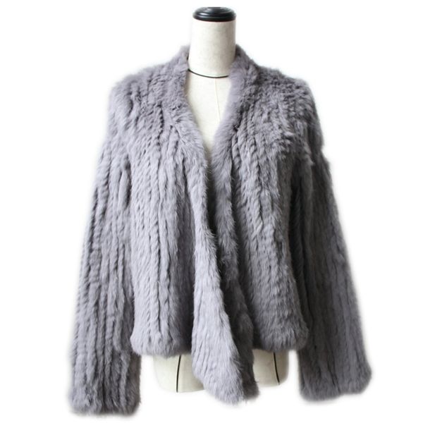 Inverno Autunno Donna Vera Pelliccia Cappotto Femminile Coniglio Lavorato A Maglia Cappotti Giacca Casual Spessa Calda Moda Sottile Cappotto Abbigliamento 211019