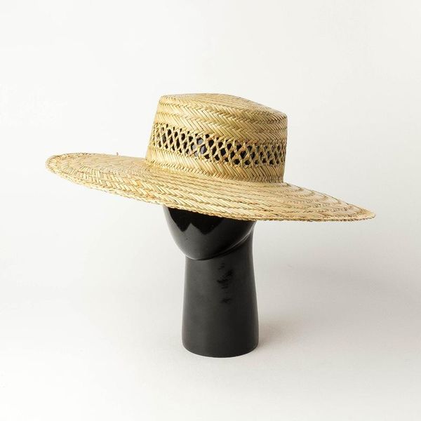 

berets weme hollow straw woven flat hat outdoor beach hats decoration, Blue;gray