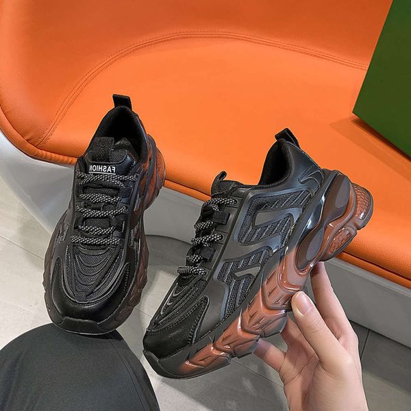 

casual shoes early spring 2021 new daddy shoes women's fashionable thick sole versatile jelly casual plush smart smoked, Black