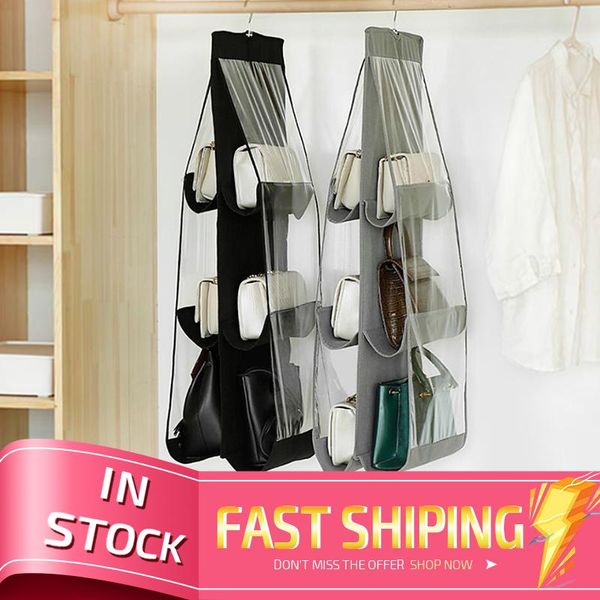 

storage boxes & bins 6 pocket purse organizer backpack handbag bags wardrobe closet for sundry shoe double side hanging