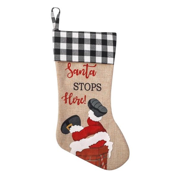 

christmas decorations plaid printing santa chimney stockings large xmas print stocking for family country rustic drop