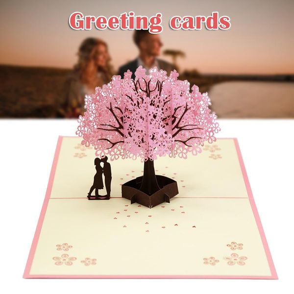 

greeting cards 3d cherry blossom pops-up card handmade romantic gift for wife girlfriend husband fou99