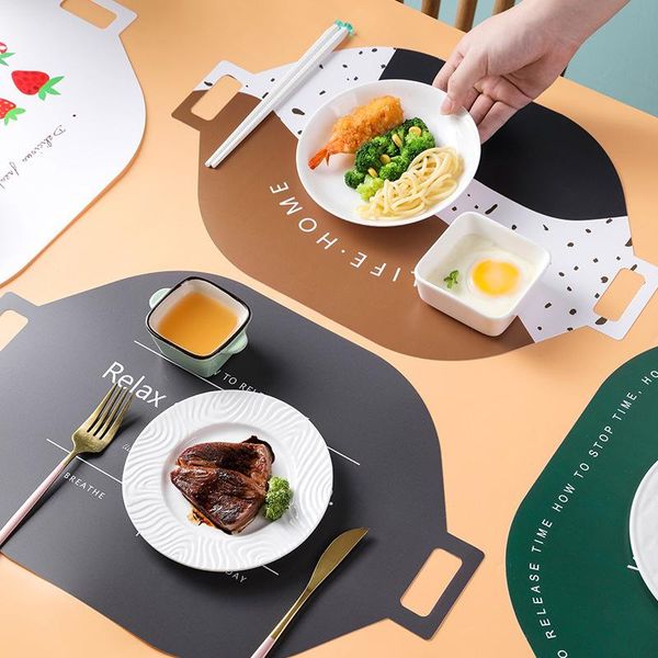 

mats & pads 2-4pcs placemat binaural tableware pad oil water resistant non-slip simple placemats bowl table kitchen accessories