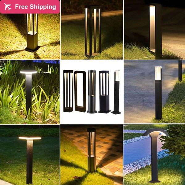 

lawn lamps 10pc simple outdoor lamp waterproof aluminum garden bollards lights villa courtyard landscape pillar
