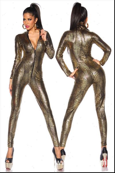 

black wet look snake women romper pvc latex catsuit nightclub ds costumes bodysuits fetish patent leather game uniforms, Black;white
