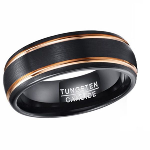 

wedding rings 8mm black classic polished tungsten alloy ring men's engagement jewelry gift, Slivery;golden