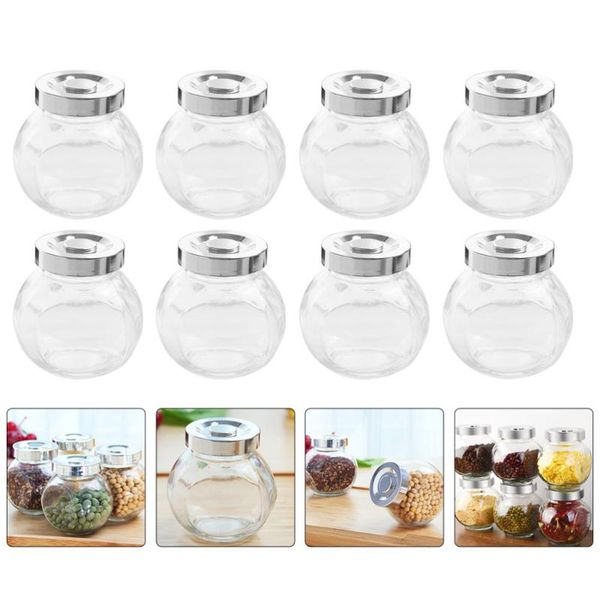 

storage bottles & jars 8 pcs glass food sealing can transparent canister sealed