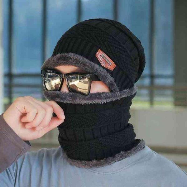 

for men knitted winter beanie women thick wool neck scarf cap balaclava mask bonnet hats gorras, Blue;gray