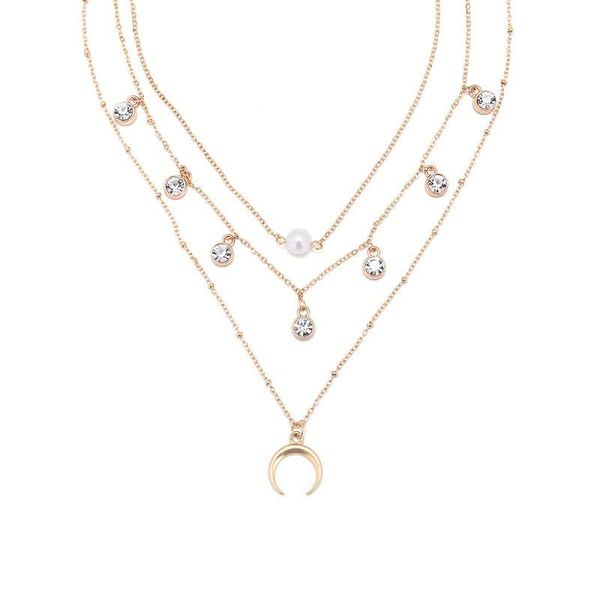 

pendant necklaces fashion multilayer sequins rhinestone tassel pendants chain choker collar women jewelry moon ancient necklace, Silver