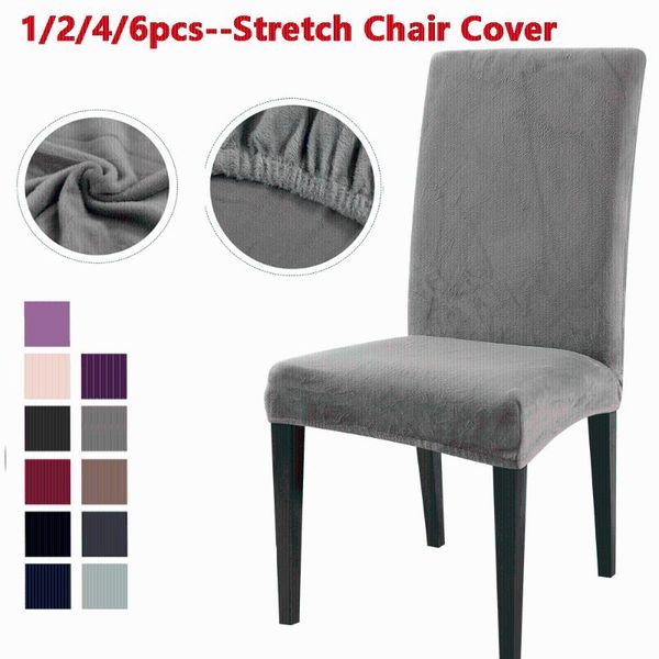 

chair covers soft stretch dining cover protector removable solid color seat slipcovers -dust home furniture decor 1/2/4/6pcs