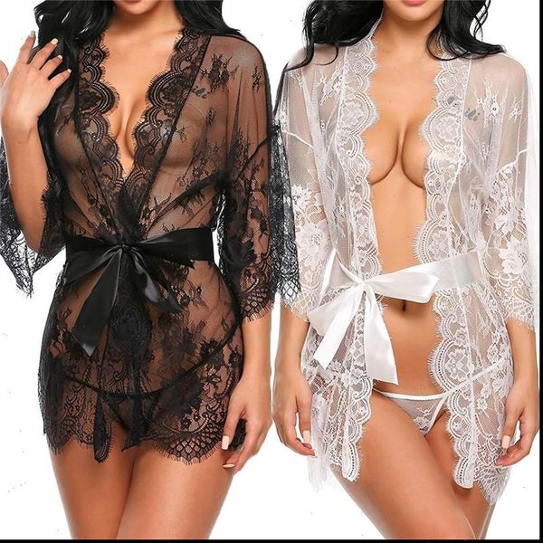 

lace robe lingerie babydoll women sleepwear underwear night dress sleep, Black;red