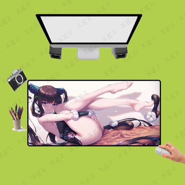 

mouse pads & wrist rests xgz lovely anime girl large lock edge pad gamer notebook computer rubber non-slip mousepad office desk mat xxl