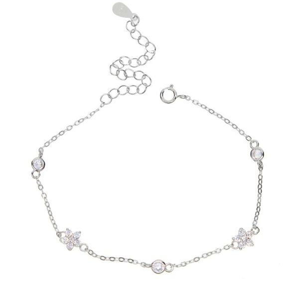 

charm bracelets 2021 fashion flower bracelet for women adjustable pulseras mujer micro pave cz station elegance fine jewelry gift, Golden;silver
