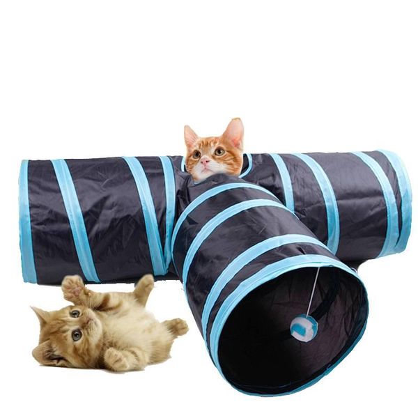 

cat toys 3 holes collapsible tunnel tube kitty bored pet peek hole toy puppy kitten