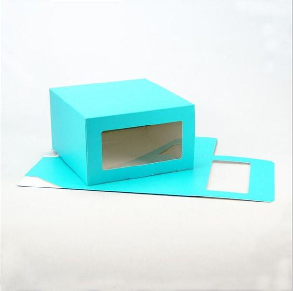 

gift wrap 10pcs blue cardboard box with window paper packaging high quality