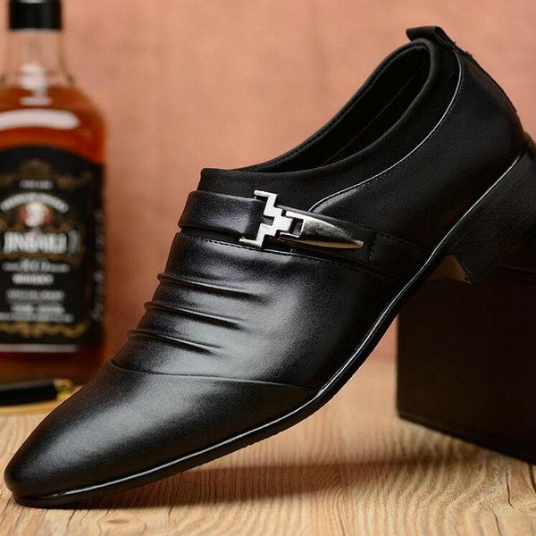 

dress shoes italian fashion oxford for mens large sizes men formal leather loafers man slip on masculino a53-11, Black