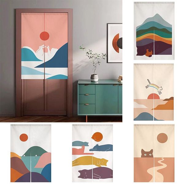 

japanese fabric curtain kitchen shelter toilet half panel no punching home decoration door & drapes
