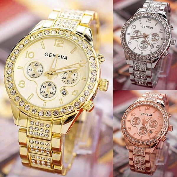 

wristwatches luxury women watch with calendar multifunctional alloy ladies wristwatch clock waterproof quartz for woman, Slivery;brown