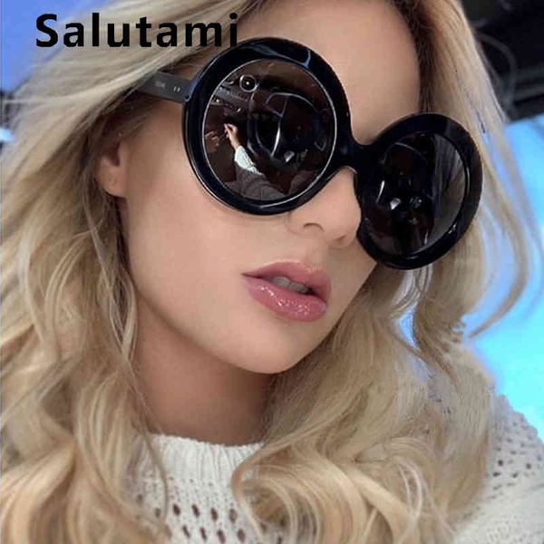 

designer sunglasses big frame black green double color for women vintage oversize circle sun glasses female men gradient eyewear, White;black
