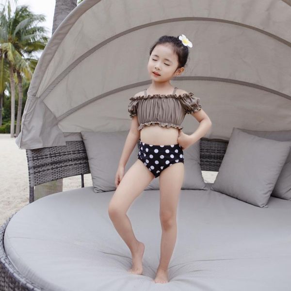 

bikini children's baby swimwear for girls kids swimsuit little girl bathing suit beach korean split set one-pieces, Black