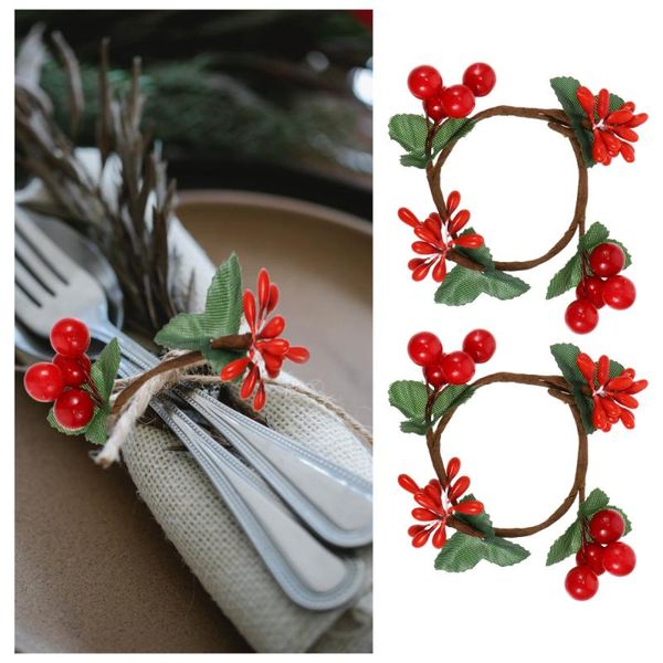 

napkin rings 2 pcs christmas artificial berry ring buckle table clasps