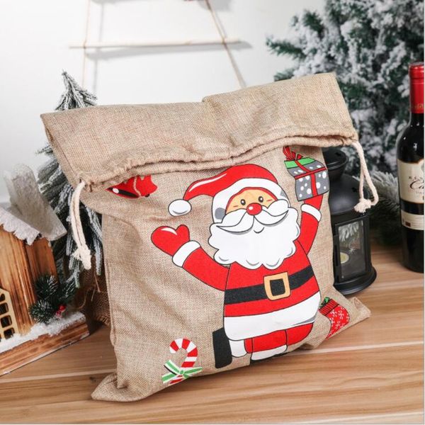 Saco de Draorstring de Natal Santa Claus Sacks Presente de Feriado Bolsas De Envoltório Decoração Xmas Ano Novo 2022