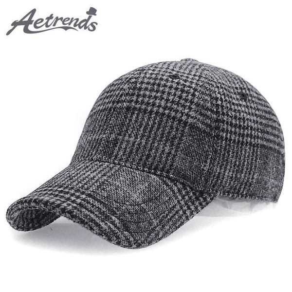 

ball caps [aetrends] 2021 winter plaid woolen baseball cap men women cotton snapbacks hats z-6246, Blue;gray