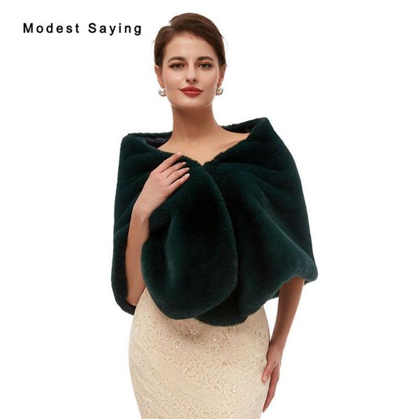 

wraps & jackets elegant deep green faux fur wedding shrugs 2021 fashion bridal shawls women party boleros stoles warm accessories, White