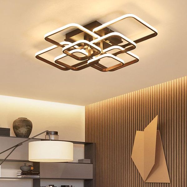 

square circel rings chandelier for living room bedroom home ac85-265v modern led ceiling lamp fixtures chandeliers