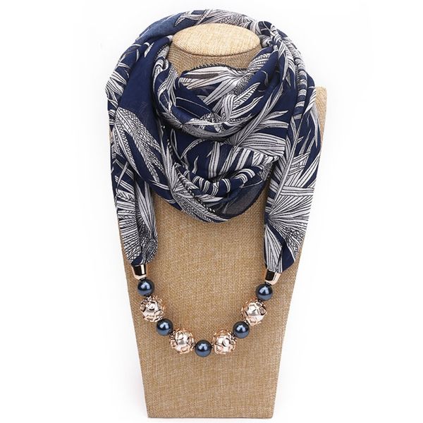 

women floral printing scarf chiffon necklace pendant jewelry headwrap hijab soft new 2021, Blue;gray