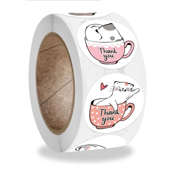 

gift wrap 500pcs roll 1inch animal thank you stickers round handmade cute seal labels for wedding decoration kids toy