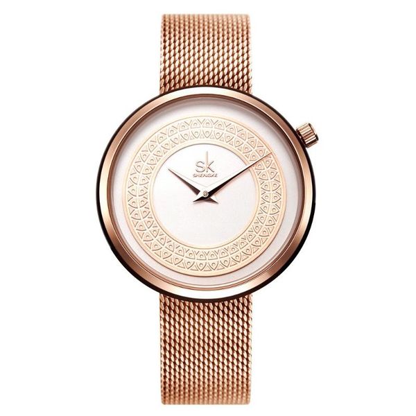 

wristwatches anke store mesh strap watch ladies 2-hand casual dress women watches luxury reloj de mujer designer brand, Slivery;brown