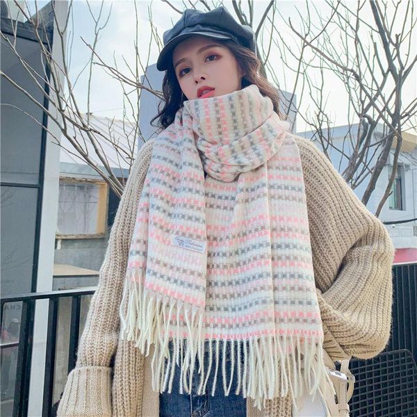 

hats, scarves & gloves sets korea japan fashion girl woman lady winter thick warm soft neck warmer shawls wraps knitted wool long scarf wome, Blue;gray
