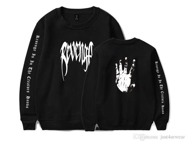 

letter xxx xxxtentacion sweatshirt rapper revenge commemorative pullover hands palm print sweater tshirt men w, Black