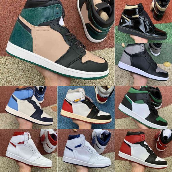 

new bio hack royal toe pine green jumpman 1s mens women basketball shoes court purple obsidian 1 unc tie dye luck green sports sneakers859b